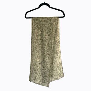 Vintage Episode by Carolyn Wight Freeman 100% Silk Scarf Sheer Soft Gold Floral